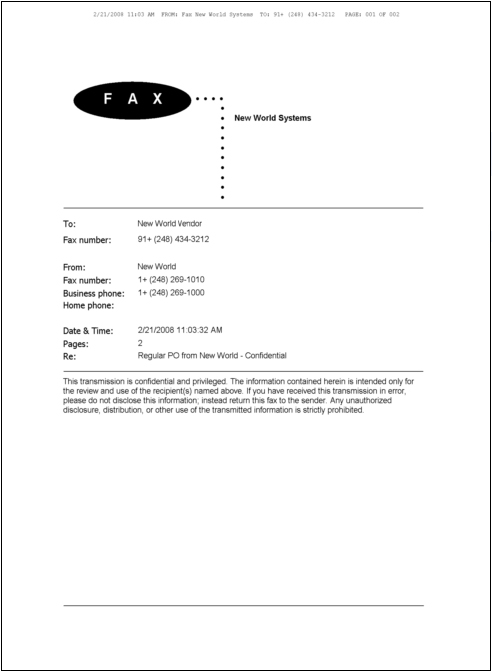 Fax Cover Sheet