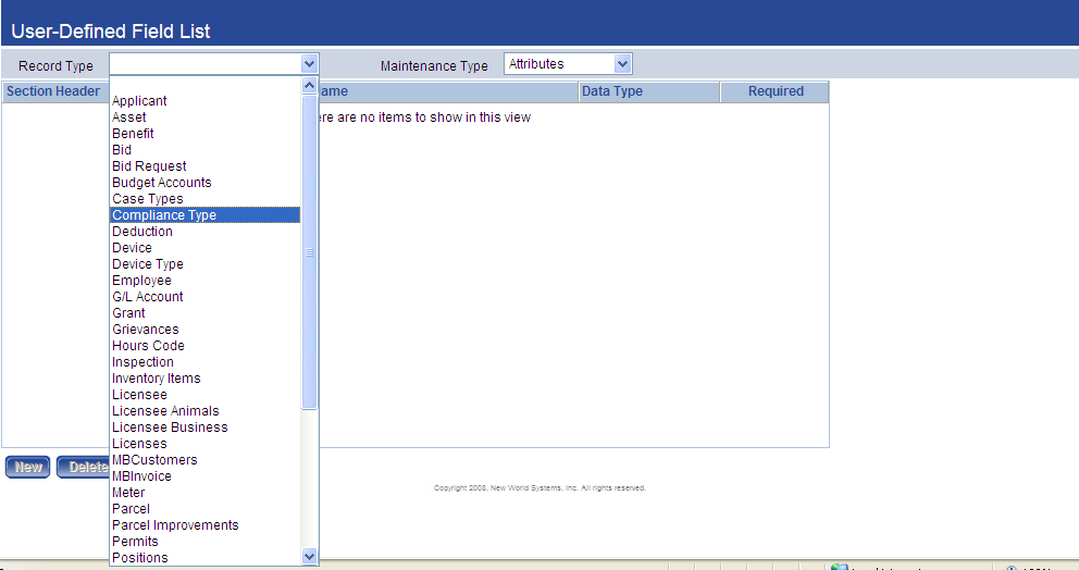 User-Defined Field Type for Compliance